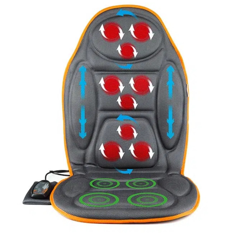 Pernă/scaun de masaj Medivon Cosy Mesh, 12 W, 4 zone, 5 moduri, încălzire, cronometru, telecomandă, negru/portocaliu