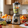 Blender 2 în 1 NostroLux NL51162C, 1000 W, 1,5 l, 3 viteze + funcție puls, Protecție, 6 lame, Accesoriu-râșniță, Inox/negru