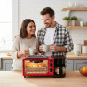Aparat combinat pentru micul dejun 3 în 1 NostroLux NL51441G, 1050 W, 9 l, grătar, preparare cafea, temporizator, circulație a aerului, roșu/negru
