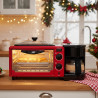 Aparat combinat pentru micul dejun 3 în 1 NostroLux NL51441G, 1050 W, 9 l, grătar, preparare cafea, temporizator, circulație a aerului, roșu/negru