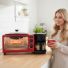 Aparat combinat pentru micul dejun 3 în 1 NostroLux NL51441G, 1050 W, 9 l, grătar, preparare cafea, temporizator, circulație a aerului, roșu/negru
