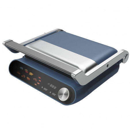 Grătar electric Nostro Lux NL51442P, 2200 W, ecran tactil, plăci mobile antiaderente, deschidere la 180°, albastru