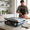 Grătar electric Nostro Lux NL51442P, 2200 W, ecran tactil, plăci mobile antiaderente, deschidere la 180°, albastru