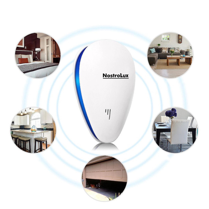 Aparat de protectie impotriva daunatorilor NostroLux NL51771A, 5 W, Pana la 75 m², Ultrasunete, Sigur pentru copii, Alb