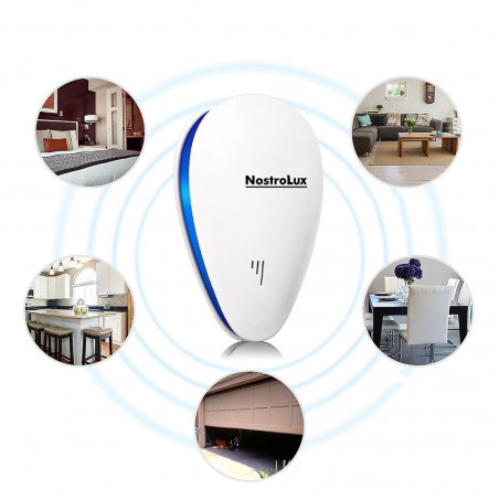 Aparat de protectie impotriva daunatorilor NostroLux NL51771A, 5 W, Pana la 75 m², Ultrasunete, Sigur pentru copii, Alb