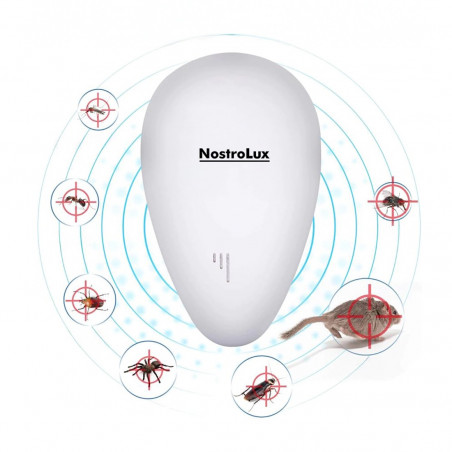 Aparat de protectie impotriva daunatorilor NostroLux NL51771A, 5 W, Pana la 75 m², Ultrasunete, Sigur pentru copii, Alb