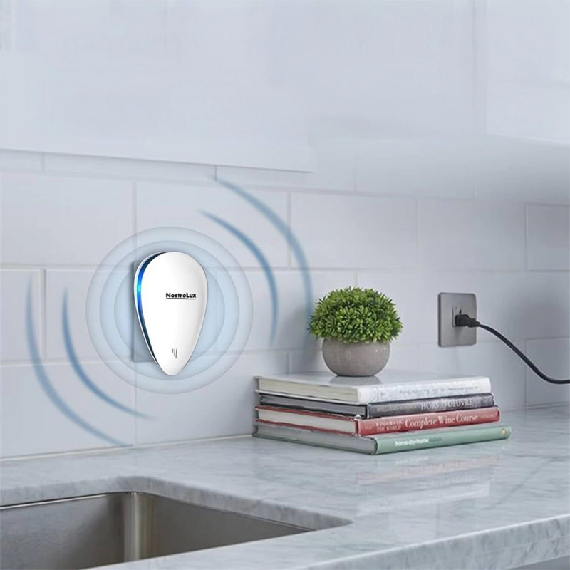 Aparat de protectie impotriva daunatorilor NostroLux NL51771A, 5 W, Pana la 75 m², Ultrasunete, Sigur pentru copii, Alb