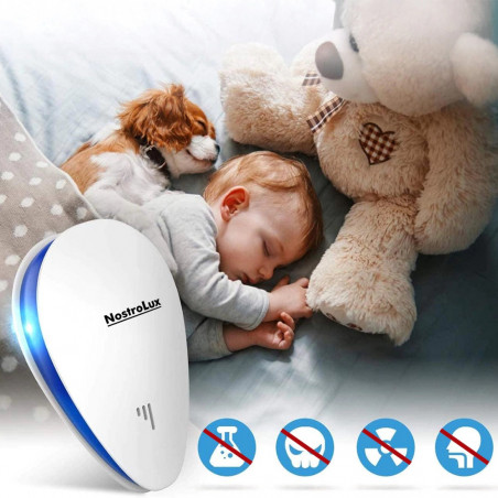 Aparat de protectie impotriva daunatorilor NostroLux NL51771A, 5 W, Pana la 75 m², Ultrasunete, Sigur pentru copii, Alb
