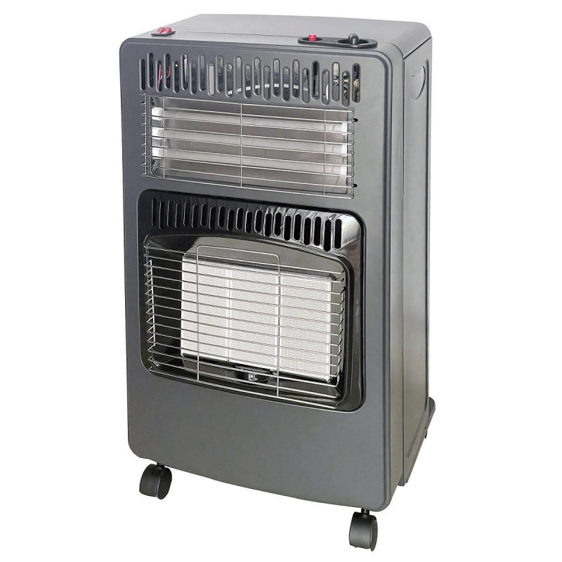 Soba de încălzire pe gaz și electricitate Elite EGERH-1219, 4200 W, 30 mbar, 3 trepte, Plăci cu infraroșu, G30/G31, Analizor, Protecție la lipsa flăcării, Argintiu