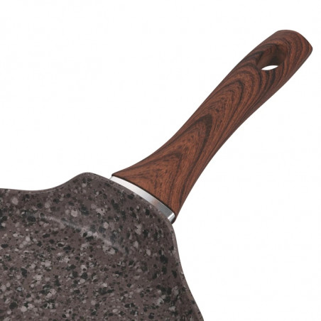 Tigaie pentru clătite Galileo Dakota SChef 5916655, 28 cm, antiaderentă, fără PFOA și nichel, pentru plite cu inducție, granit închis la culoare/maro