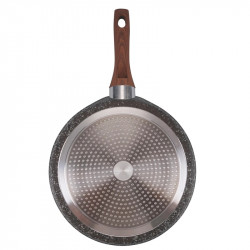 Tigaie pentru clătite Galileo Dakota SChef 5916655, 28 cm, antiaderentă, fără PFOA și nichel, pentru plite cu inducție, granit închis la culoare/maro