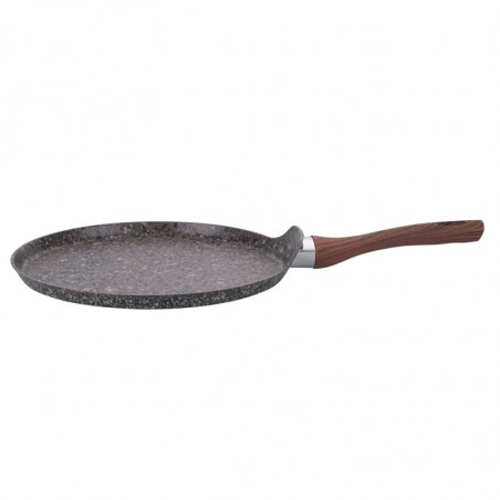 Tigaie pentru clătite Galileo Dakota SChef 5916655, 28 cm, antiaderentă, fără PFOA și nichel, pentru plite cu inducție, granit închis la culoare/maro