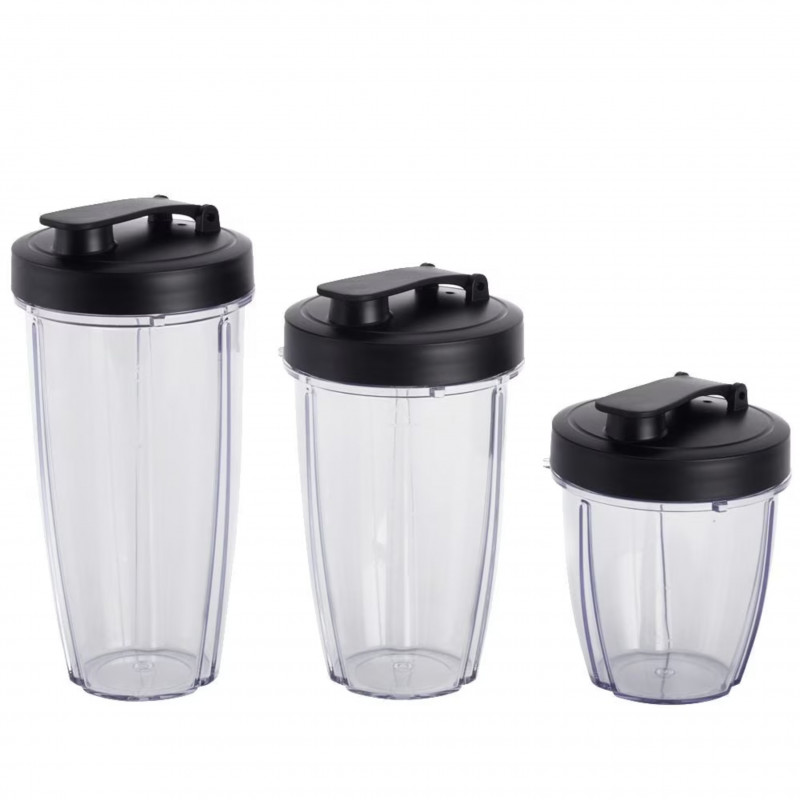 Blender Crown CTB-1000, 300 W, 4 lame, 3 pahare cu capace – 300/480/540 ml, funcție Pulse, negru