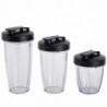 Blender Crown CTB-1000, 300 W, 4 lame, 3 pahare cu capace – 300/480/540 ml, funcție Pulse, negru