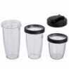 Blender Crown CTB-1000, 300 W, 4 lame, 3 pahare cu capace – 300/480/540 ml, funcție Pulse, negru