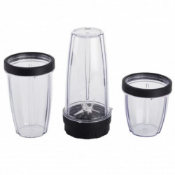 Blender Crown CTB-1000, 300 W, 4 lame, 3 pahare cu capace – 300/480/540 ml, funcție Pulse, negru