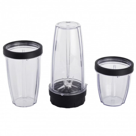 Blender Crown CTB-1000, 300 W, 4 lame, 3 pahare cu capace – 300/480/540 ml, funcție Pulse, negru