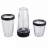 Blender Crown CTB-1000, 300 W, 4 lame, 3 pahare cu capace – 300/480/540 ml, funcție Pulse, negru
