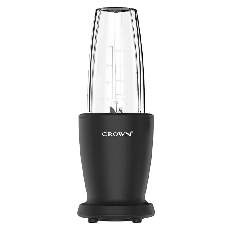 Blender Crown CTB-1000, 300 W, 4 lame, 3 pahare cu capace – 300/480/540 ml, funcție Pulse, negru