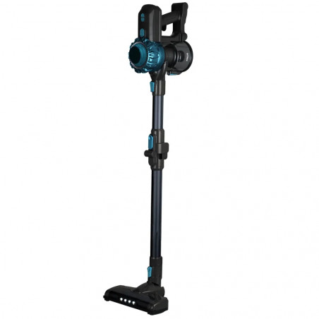 Aspirator vertical Finlux FHH-3333 BLR, 400 W, 23 kPa, 0,6 l, 60 min, 3 moduri, panou LED, lumină la perie, HEPA, BLDC, negru/albastru