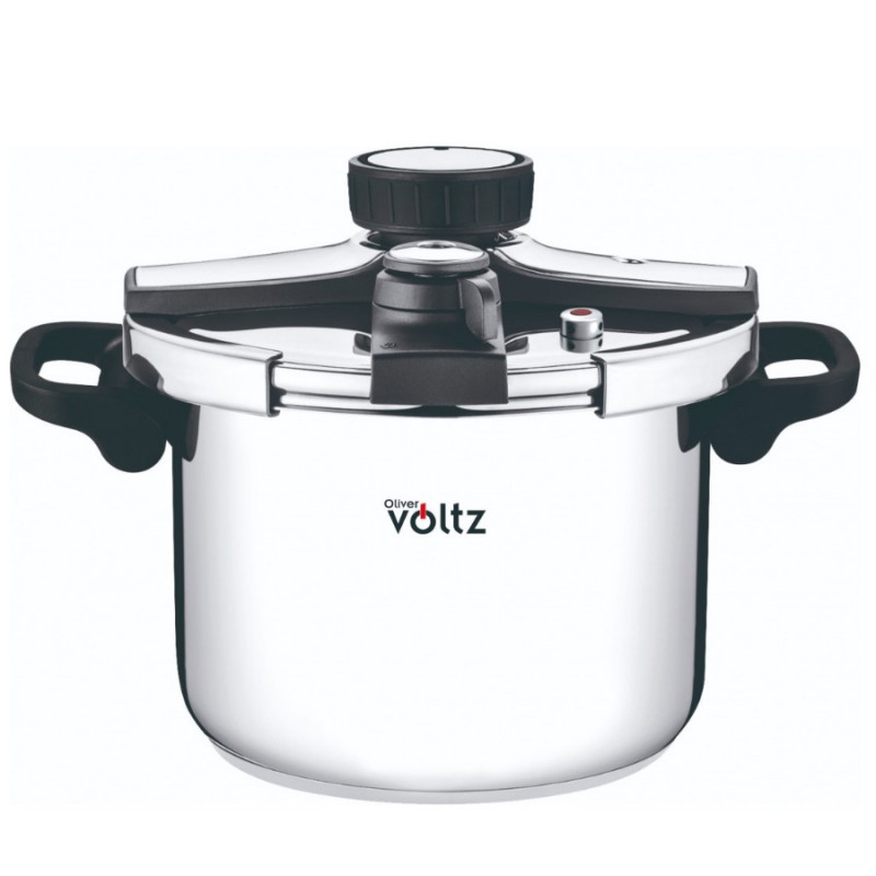 Oală sub presiune Oliver Voltz OV51311C7, 7 l, 100 kPa, două capace, mânere rabatabile, compatibilă cu plitele cu inducție, oțel inoxidabil