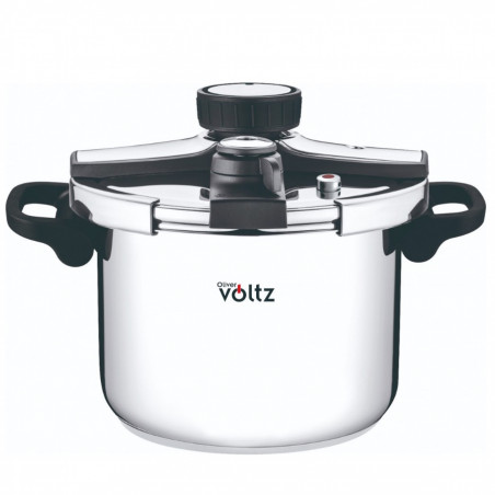 Oală sub presiune Oliver Voltz OV51311C7, 7 l, 100 kPa, două capace, mânere rabatabile, compatibilă cu plitele cu inducție, oțel inoxidabil