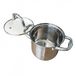 Oală adâncă Oliver Voltz OV51211E20, 4 l, Ø20x15 cm, capac din sticlă, oțel inoxidabil, compatibilă cu plitele cu inducție, argintie