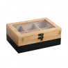 Cutie pentru depozitarea pliculetelor de ceai Kesper 58940, 6 compartimente, 21,6 x 15 x 8,5 cm, Bambus, Maro/Negru