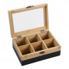 Cutie pentru depozitarea pliculetelor de ceai Kesper 58940, 6 compartimente, 21,6 x 15 x 8,5 cm, Bambus, Maro/Negru