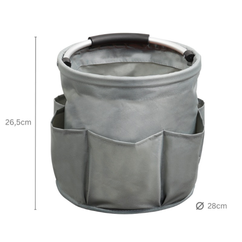 Organizator pentru produse curatenie Kesper 89173, 16 l, Pana la 10 kg, 6 buzunare, maner confortabil din EVA, poliester, gri