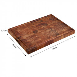 Tocator profesional Kesper 29154, 36 x 50 cm, acoperire care protejeaza cutitele, lemn de salcam, maro inchis