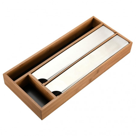 Dispenser pentru folie si hartie de copt Kesper 59041, 4 compartimente, Bambus, Maro