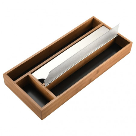Dispenser pentru folie si hartie de copt Kesper 59041, 4 compartimente, Bambus, Maro