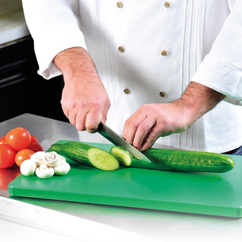 Tocator profesional pentru legume si fructe Kesper 30154, standard HACCP, Gastronorm 1/1, rezistent pana la 95 °C, picioruse antiderapante, suprafata care protejează lamele, verde