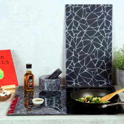 Set 2 protectii pentru blat Kesper 37535, 50 x 28,5 cm, sticla, negru/mozaic