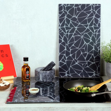 Set 2 protectii pentru blat Kesper 37535, 50 x 28,5 cm, sticla, negru/mozaic