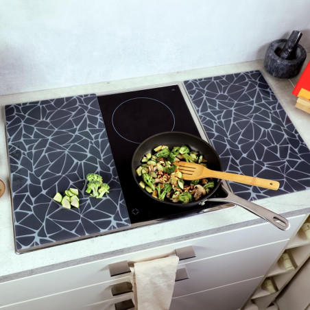 Set 2 protectii pentru blat Kesper 37535, 50 x 28,5 cm, sticla, negru/mozaic