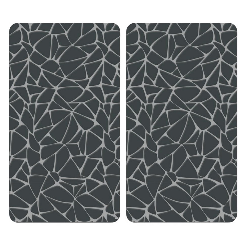 Set 2 protectii pentru blat Kesper 37535, 50 x 28,5 cm, sticla, negru/mozaic