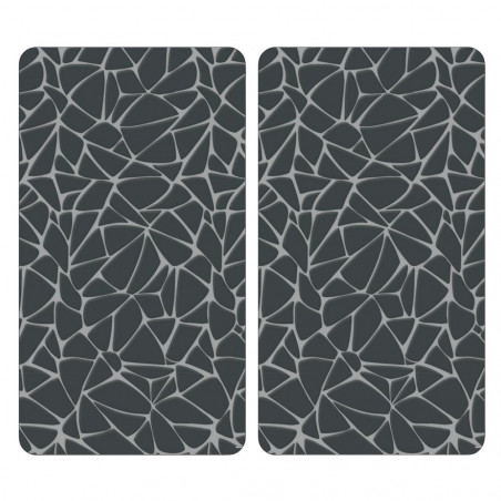 Set 2 protectii pentru blat Kesper 37535, 50 x 28,5 cm, sticla, negru/mozaic