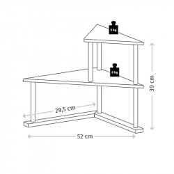 Etajiera pentru colt Kesper 58808, 52 x 29,5 cm, 2 niveluri, metal, bambus, maro/negru