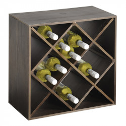 Raft pentru sticle vin Kesper 69244, 50x50x25 cm, 12 compartimente, pana la 20 de sticle, pin, maro