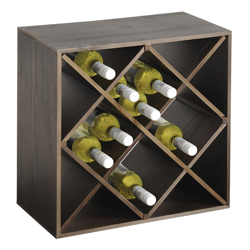 Raft pentru sticle vin Kesper 69244, 50x50x25 cm, 12 compartimente, pana la 20 de sticle, pin, maro