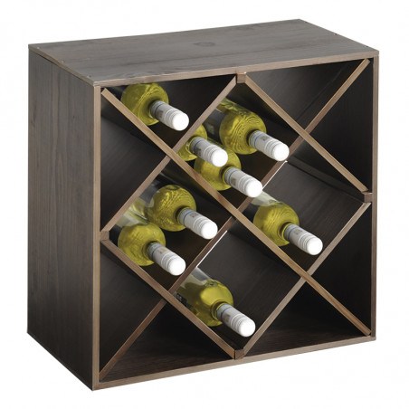 Raft pentru sticle vin Kesper 69244, 50x50x25 cm, 12 compartimente, pana la 20 de sticle, pin, maro