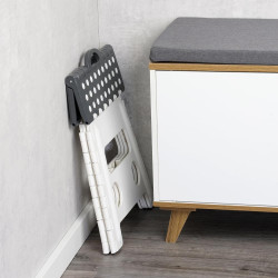 Scaunel pliant Kesper 70732, 32 x 30 cm, plastic, alb/gri