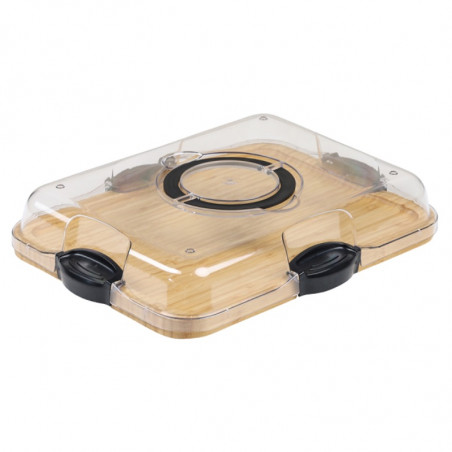 Platou pentru servit cu capac Kesper 58630, 29 x 37 cm, maner, bambus, natural