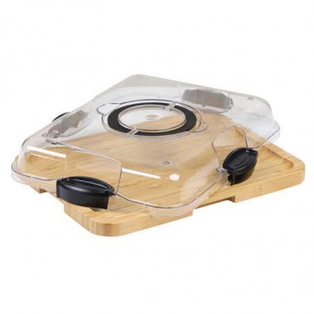Platou pentru servit cu capac Kesper 58630, 29 x 37 cm, maner, bambus, natural