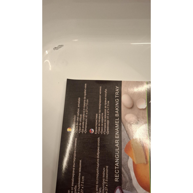 La mâna a doua: Tava de copt dreptundghiulara Oliver Voltz OV51222KS41, 41 cm, Otel emailat, Inductie, Alb/Rosu