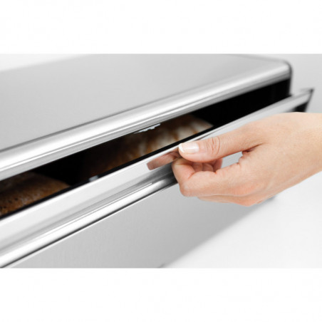 La mâna a doua: Cutie de paine Brabantia Fall Front 107852, 18 L, 46.5x25 cm, Montare lanaga perete, Fara amprenta, Inox/mat