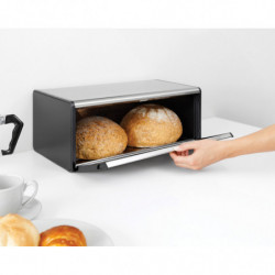 La mâna a doua: Cutie de paine Brabantia Fall Front 107852, 18 L, 46.5x25 cm, Montare lanaga perete, Fara amprenta, Inox/mat