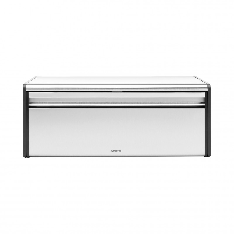 La mâna a doua: Cutie de paine Brabantia Fall Front 107852, 18 L, 46.5x25 cm, Montare lanaga perete, Fara amprenta, Inox/mat